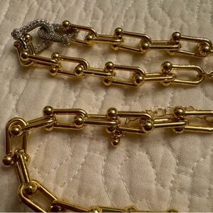 Elegant Gold Chain Necklace and Bracelet set Tiff